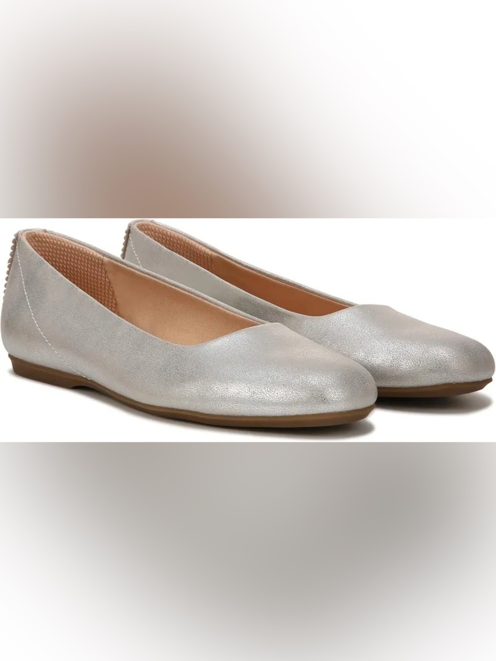 NEW Dr. Scholl's Wexley Ballet Flat Women's Size 6.5 Wide in silver and pink